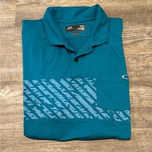 Oakley Men’s Teal Crew Polo with Chest Stripe Pattern